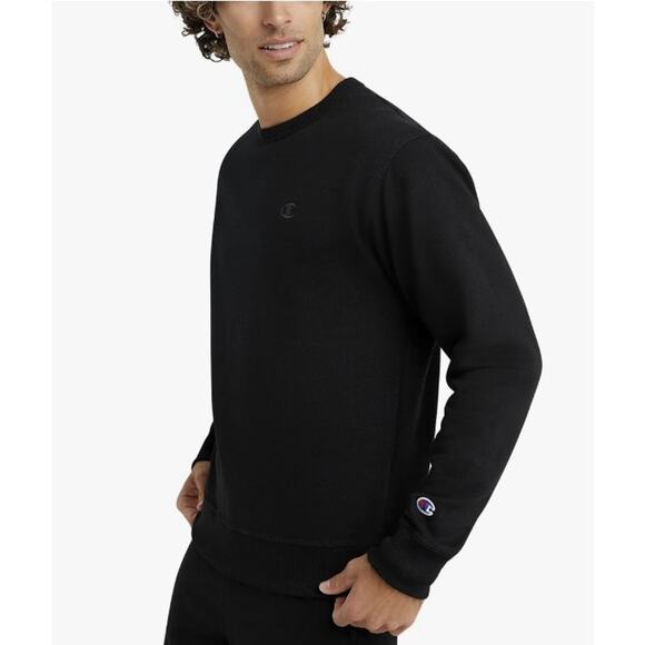 Champion Mens Power Blend Standard Fit Fleece Crewneck Sweatshirt Black XS - Picture 1 of 13